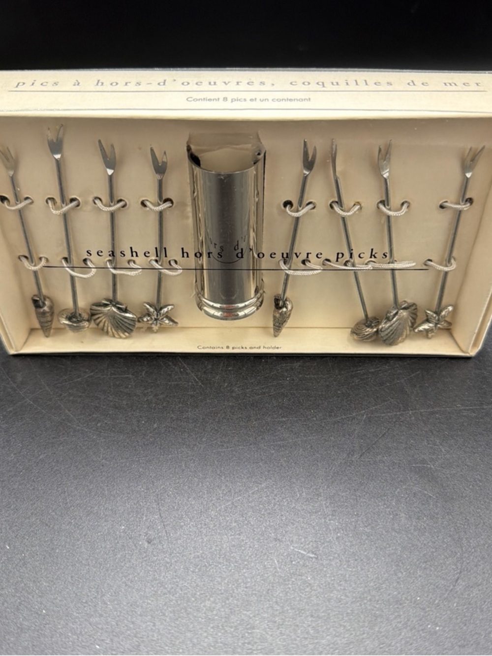Vintage Pier 1 Stainless Steel 8 hors d'oeuvre Beach Theme Picks & Holders